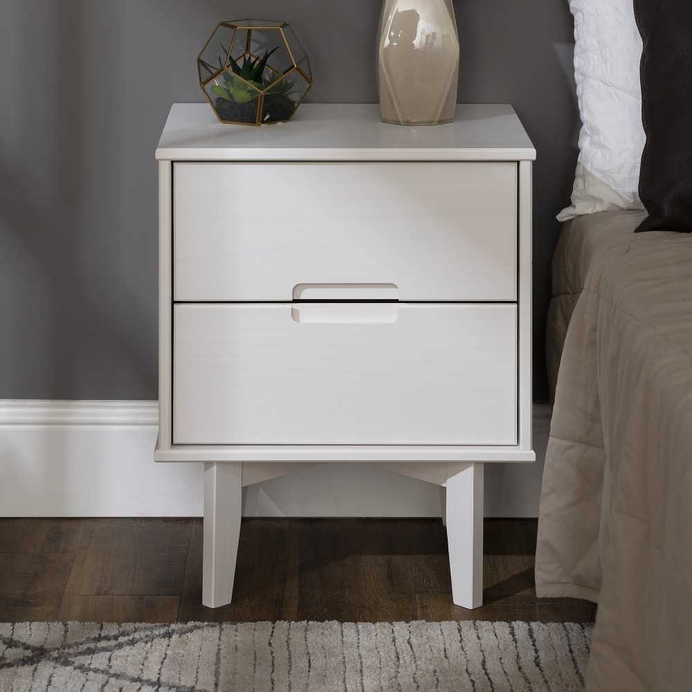 Sloane 2 Drawer Groove Handle Wood Nightstand - White