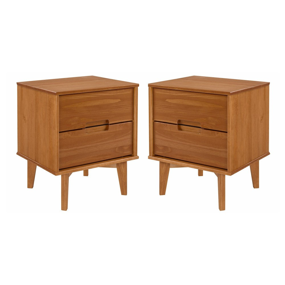 Sloane 2-Piece 2 Drawer Groove Handle Wood Nightstand Set - Caramel