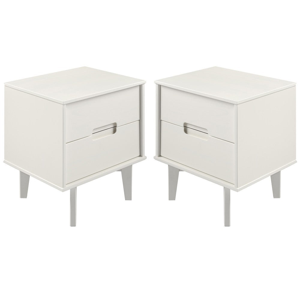 Sloane 2-Piece 2 Drawer Groove Handle Wood Nightstand Set - White