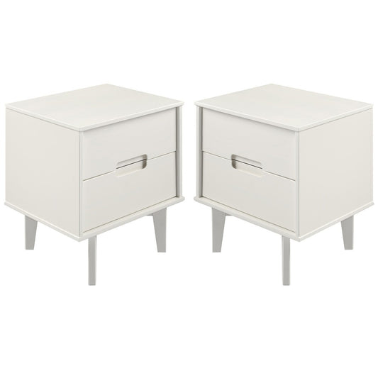 Sloane 2-Piece 2 Drawer Groove Handle Wood Nightstand Set - White