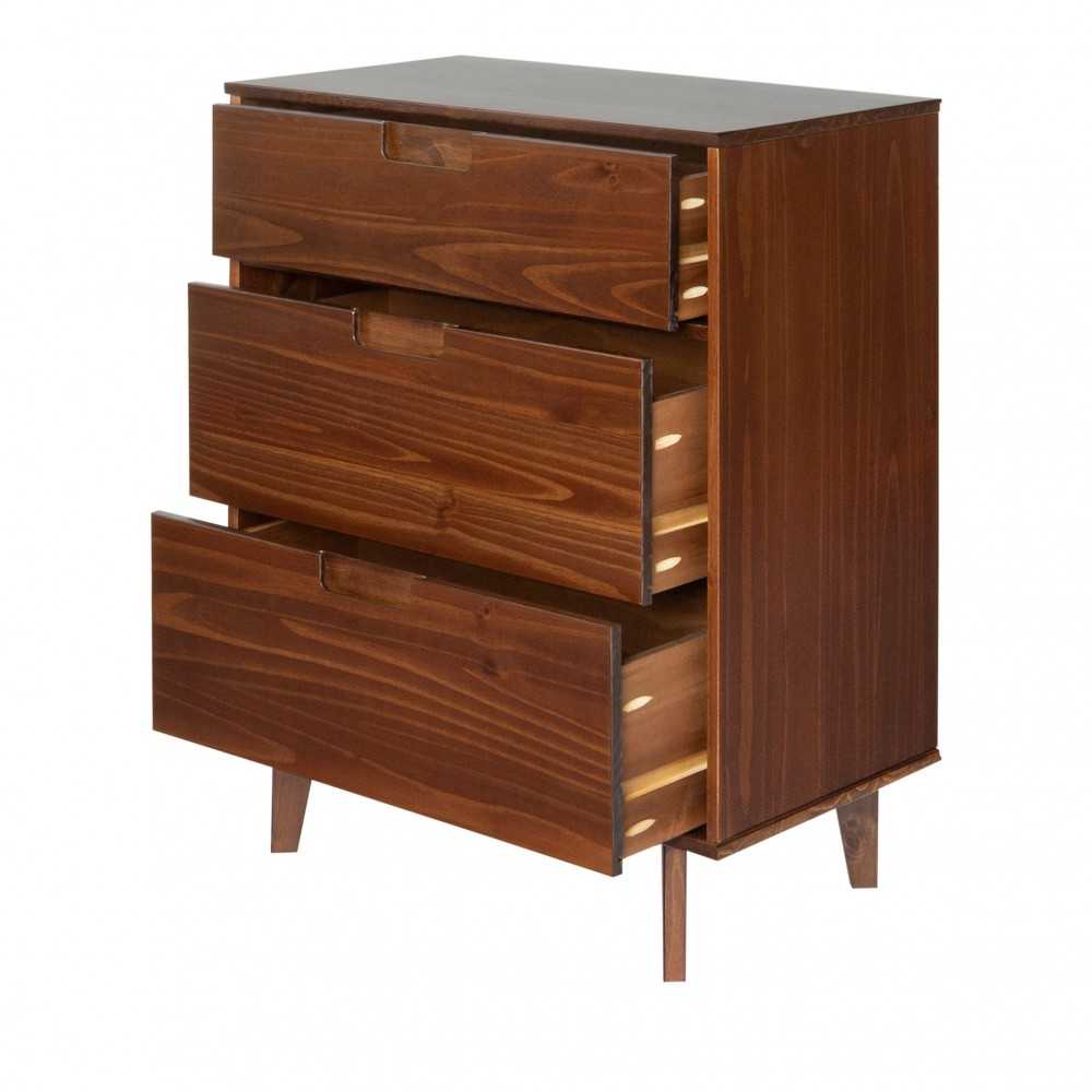 Sloane 3 Drawer Groove Handle Wood Dresser - Walnut
