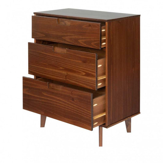 Sloane 3 Drawer Groove Handle Wood Dresser - Walnut