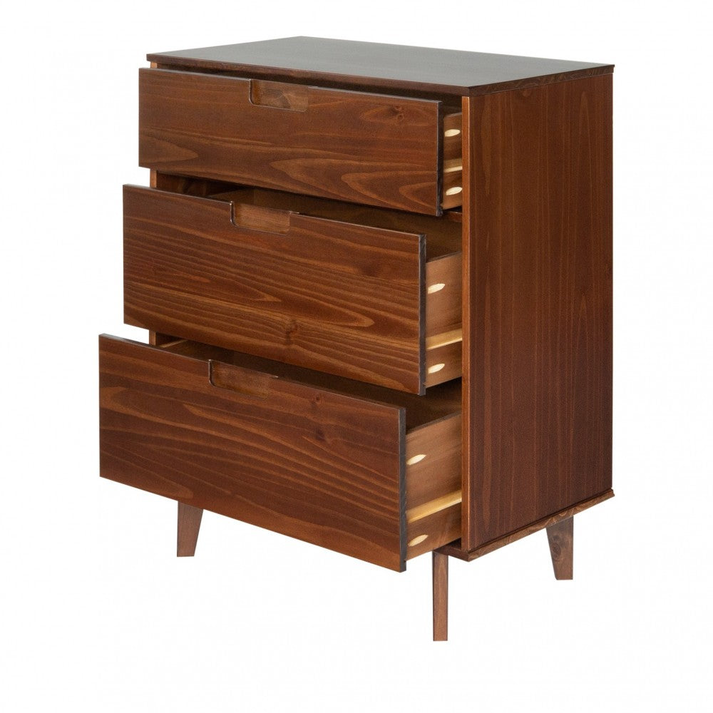 Sloane 3 Drawer Groove Handle Wood Dresser - Walnut