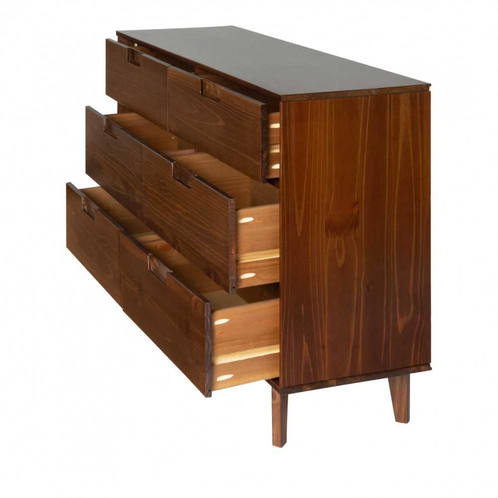 Sloane 6 Drawer Groove Handle Wood Dresser - Walnut