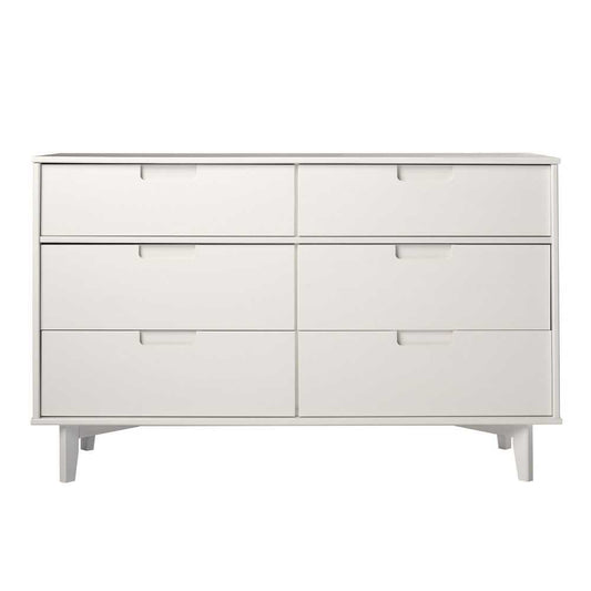 Sloane 6 Drawer Groove Handle Wood Dresser - White