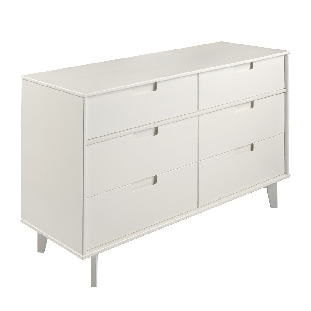 Sloane 6 Drawer Groove Handle Wood Dresser - White