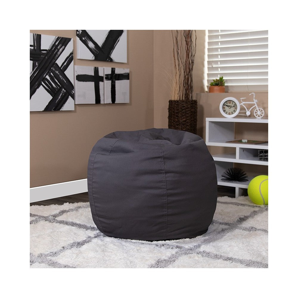 Small Solid Gray Bean Bag Chair for Kids and Teens