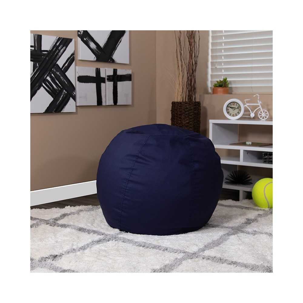 Small Solid Navy Blue Bean Bag Chair for Kids and Teens