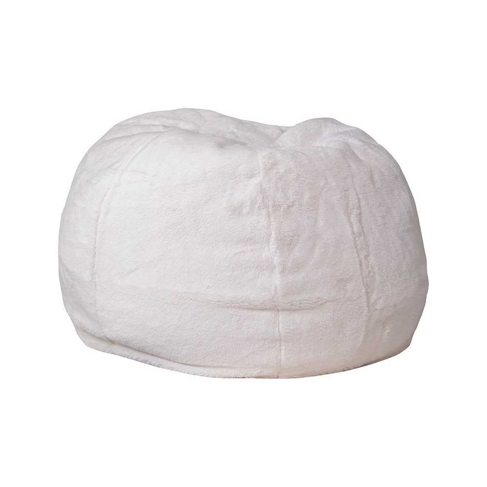 Small White Furry Bean Bag Chair for Kids and Teens