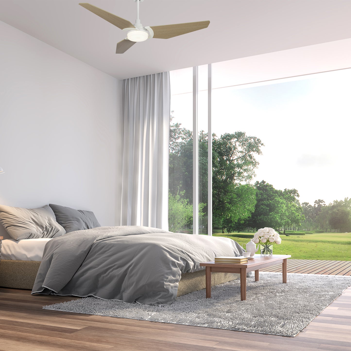 Kaj 52 Inch 3-Blade Smart Ceiling Fan - White