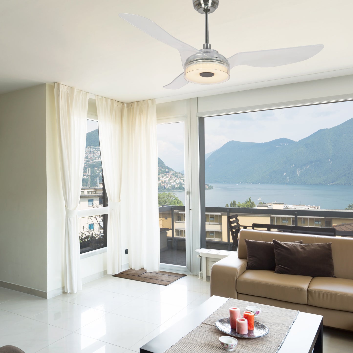 Fletcher 52-Inch Indoor/Outdoor Smart Ceiling Fan - Champagne