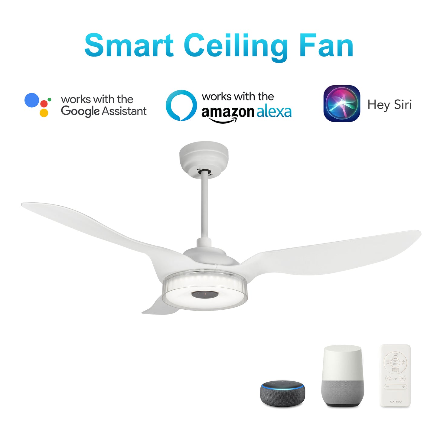 Fletcher 52-Inch Indoor/Outdoor Smart Ceiling Fan - Champagne/White
