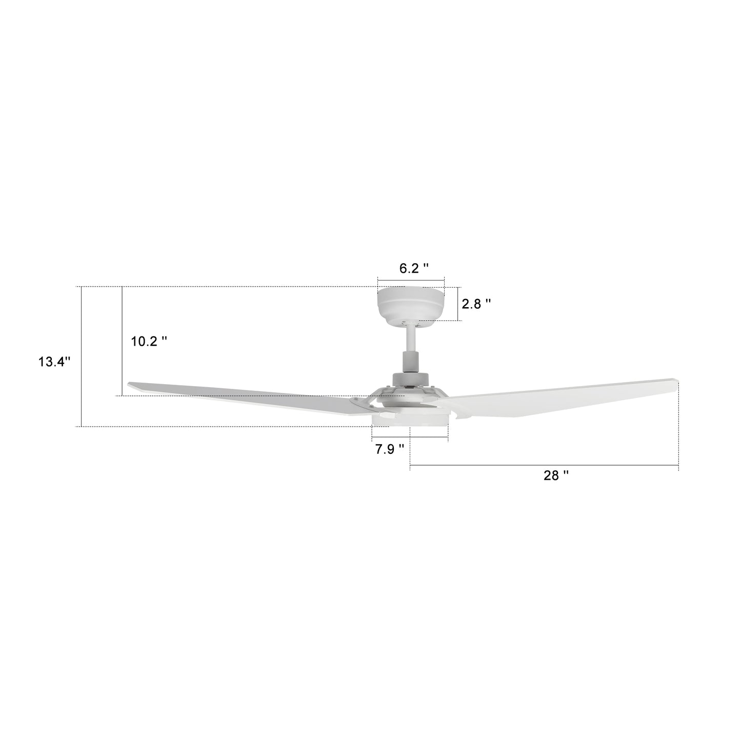 Kaj 56 Inch 3-Blade Smart Ceiling Fan - White/White
