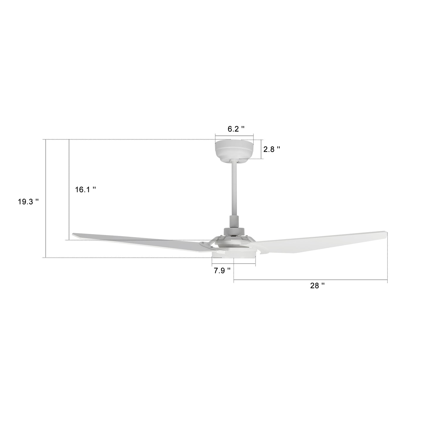 Kaj 56 Inch 3-Blade Smart Ceiling Fan - White/White