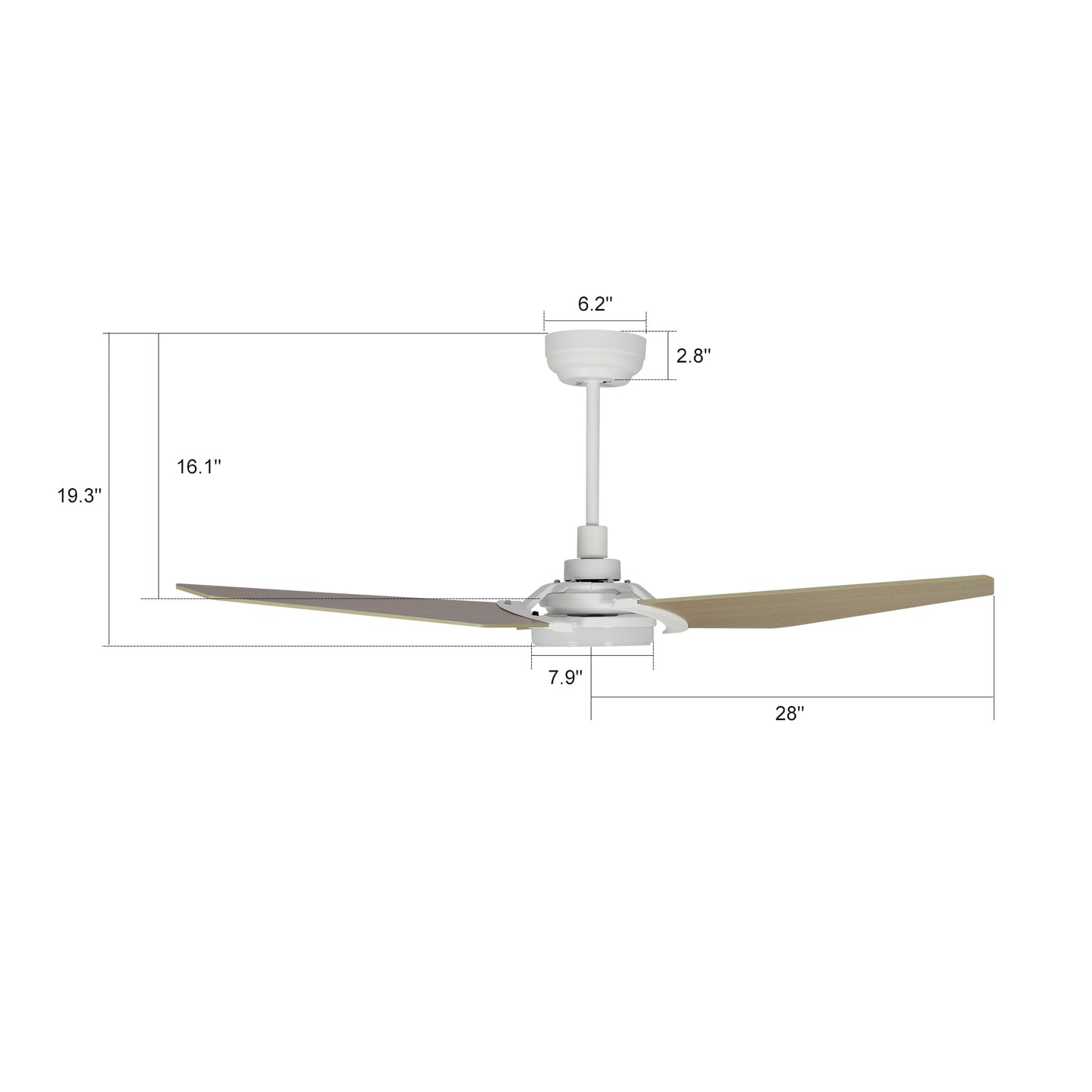 Kaj 56 Inch 3-Blade Smart Ceiling Fan - White