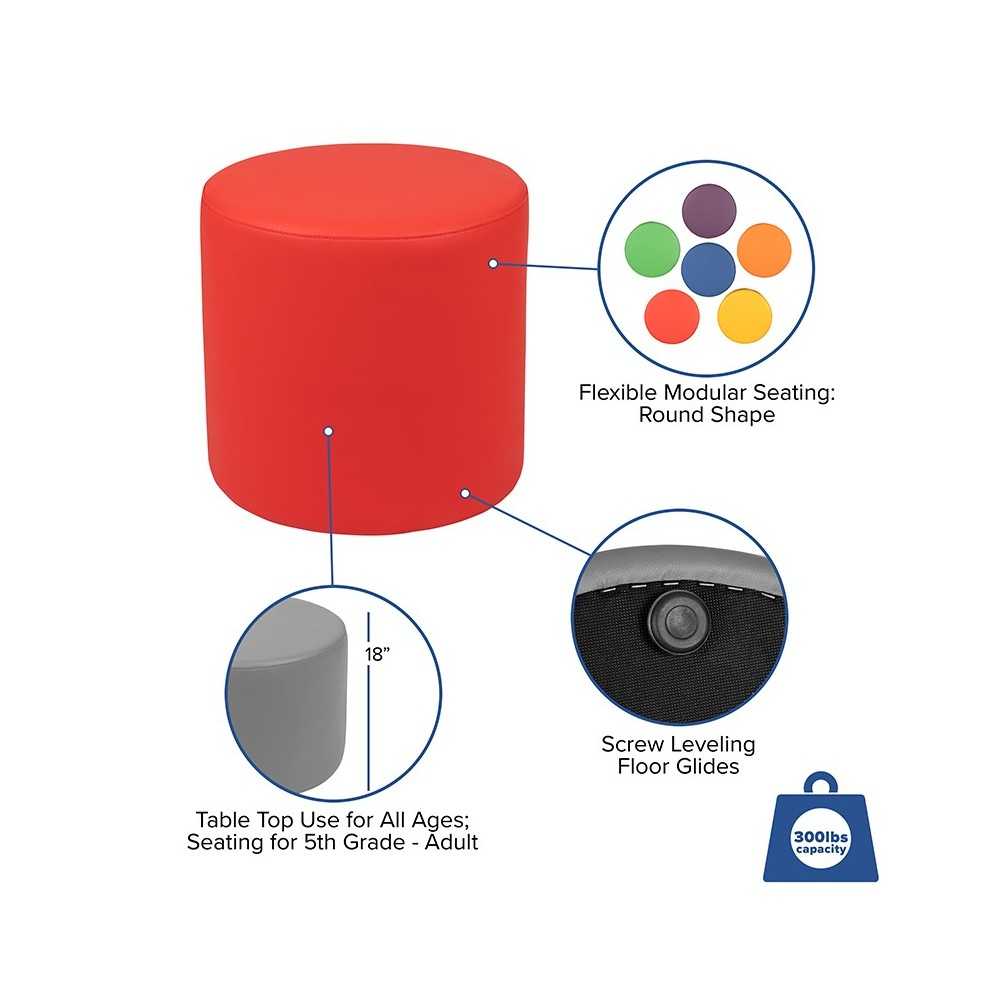 Soft Seating Collaborative Circle for Classrooms and Common Spaces - 18" Seat Height (Red)