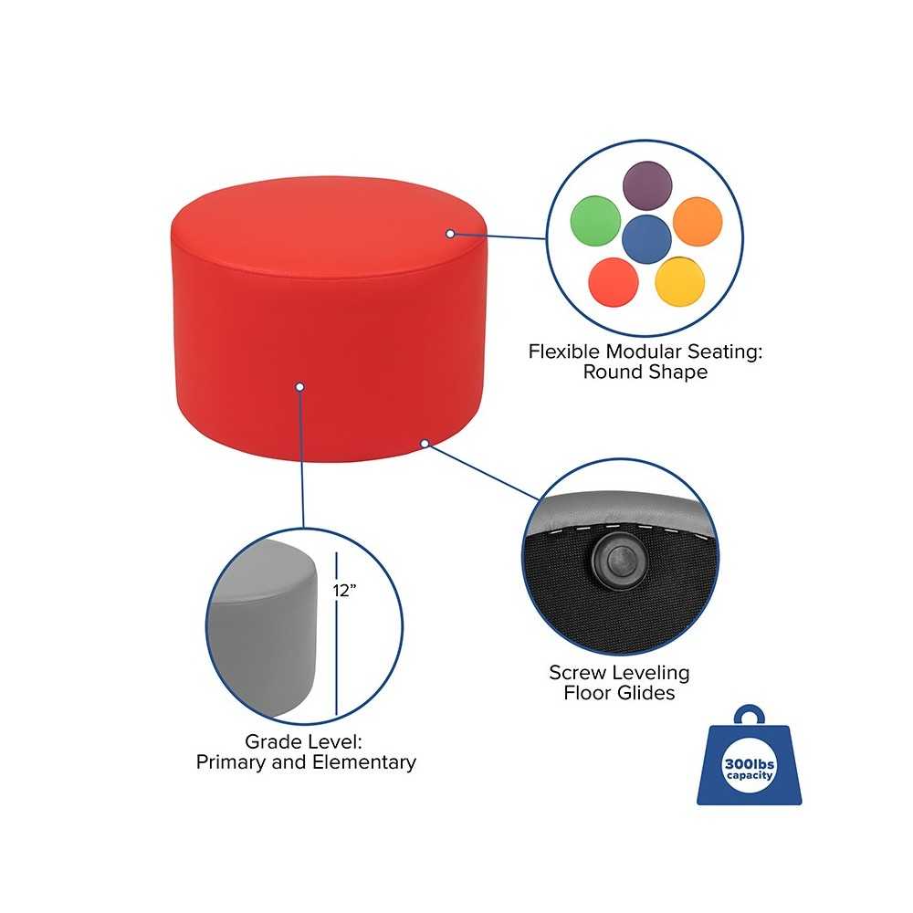 Soft Seating Collaborative Circle for Classrooms and Daycares - 12" Seat Height (Red)