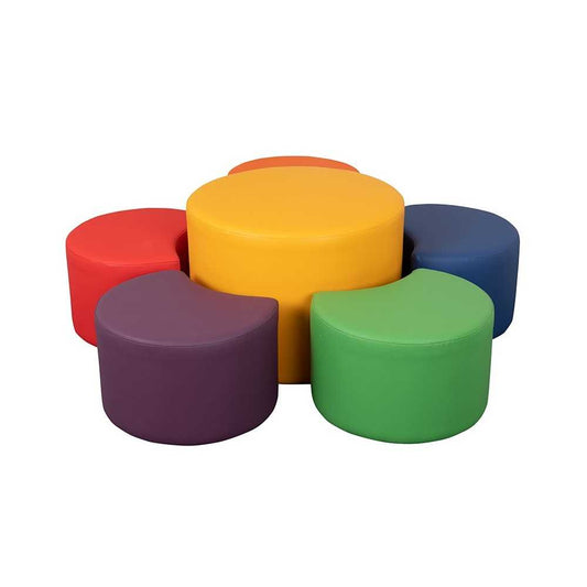 Soft Seating Collaborative Flower Set for Classrooms and Common Spaces - Assorted Colors (12"H & 18"H)