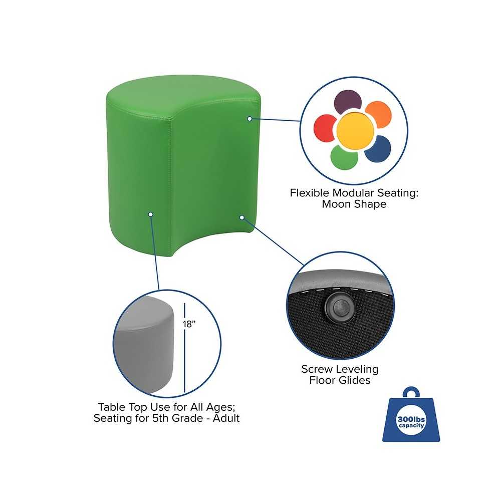 Soft Seating Collaborative Moon for Classrooms and Common Spaces - 18" Seat Height (Green)