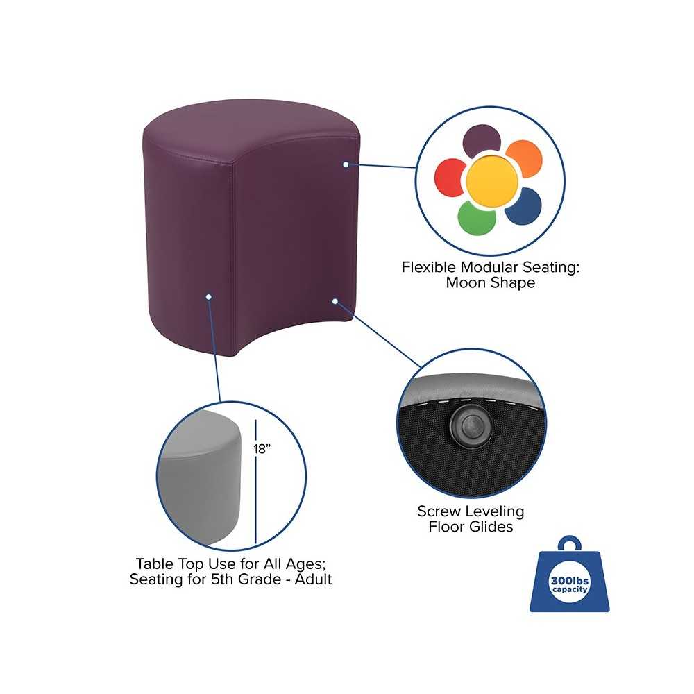 Soft Seating Collaborative Moon for Classrooms and Common Spaces - 18" Seat Height (Purple)