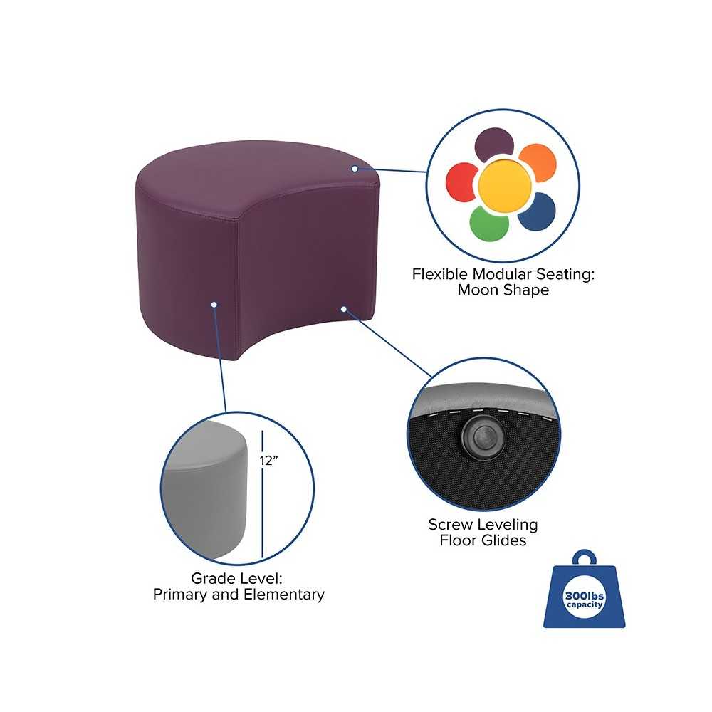 Soft Seating Collaborative Moon for Classrooms and Daycares - 12" Seat Height (Purple)
