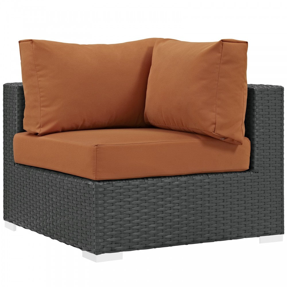 Sojourn 10 Piece Outdoor Patio Sunbrella Sectional Set, Canvas Tuscan, EEI-1888-CHC-TUS-SET