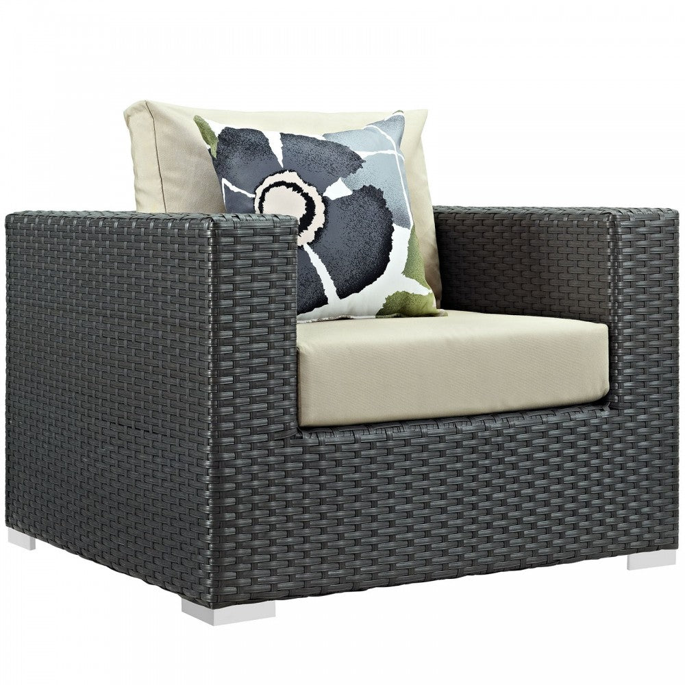 Sojourn 10 Piece Outdoor Patio Sunbrella Sectional Set, Canvas Antique Beige, EEI-2383-CHC-BEI-SET