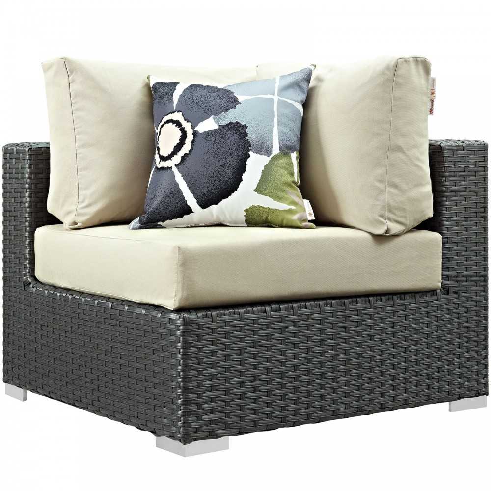 Sojourn 10 Piece Outdoor Patio Sunbrella Sectional Set, Canvas Antique Beige, EEI-2383-CHC-BEI-SET