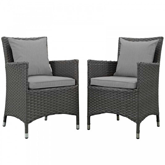 Sojourn 2 Piece Outdoor Patio Sunbrella Dining Set, Canvas Gray
