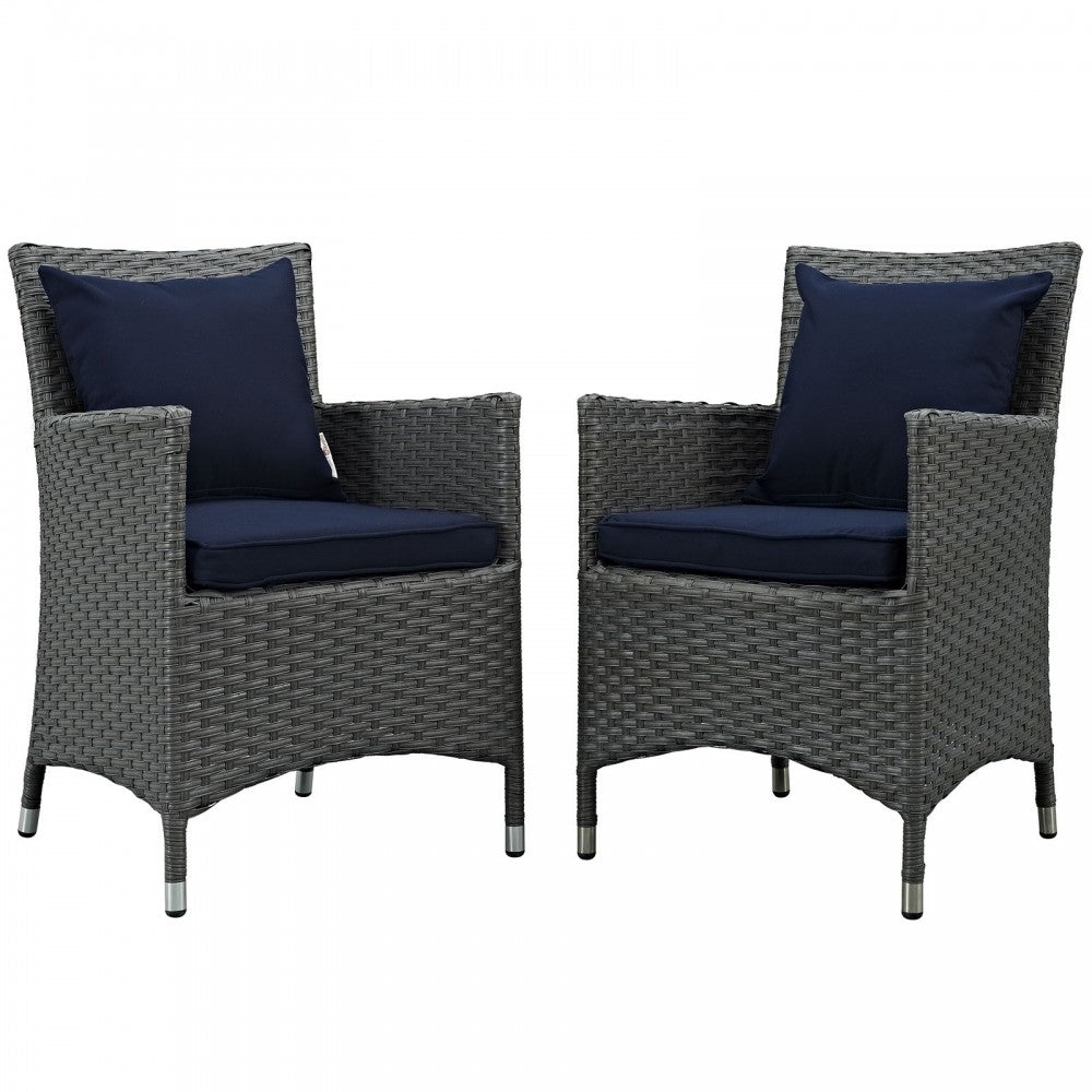 Sojourn 2 Piece Outdoor Patio Sunbrella Dining Set, Canvas Navy