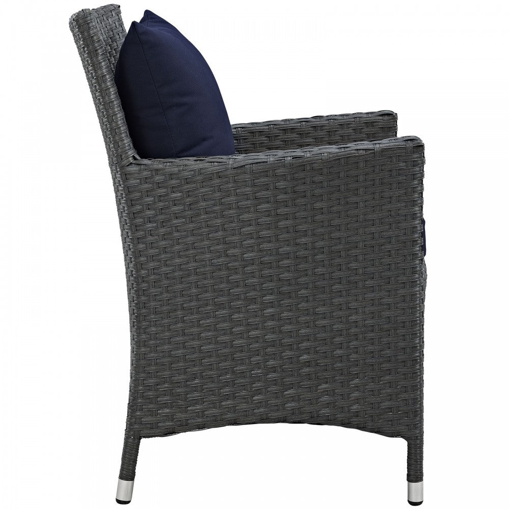 Sojourn 2 Piece Outdoor Patio Sunbrella Dining Set, Canvas Navy