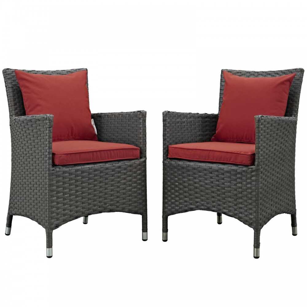 Sojourn 2 Piece Outdoor Patio Sunbrella Dining Set, Canvas Red