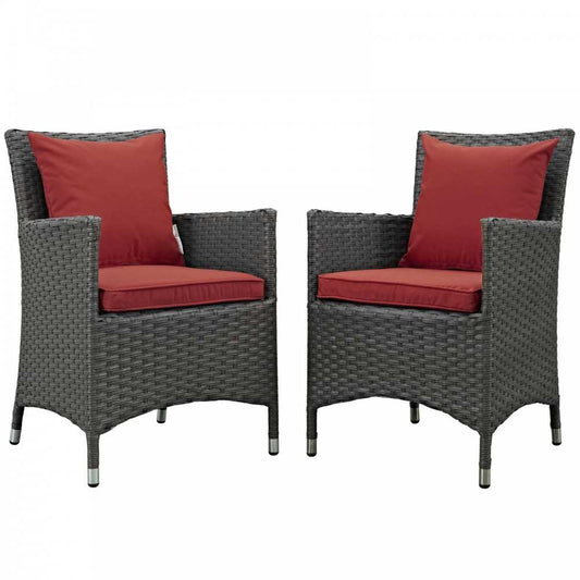 Sojourn 2 Piece Outdoor Patio Sunbrella Dining Set, Canvas Red