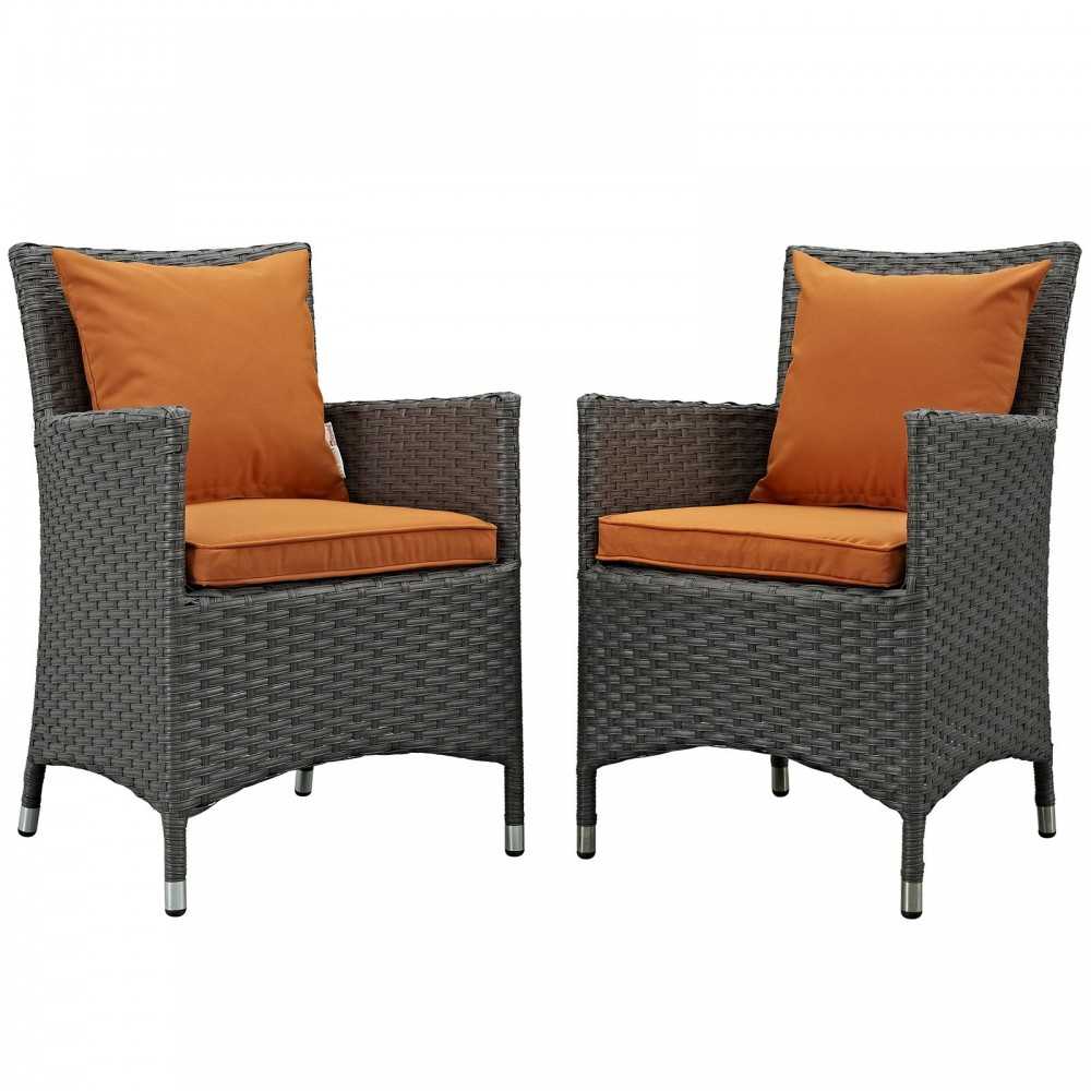 Sojourn 2 Piece Outdoor Patio Sunbrella Dining Set, Canvas Tuscan