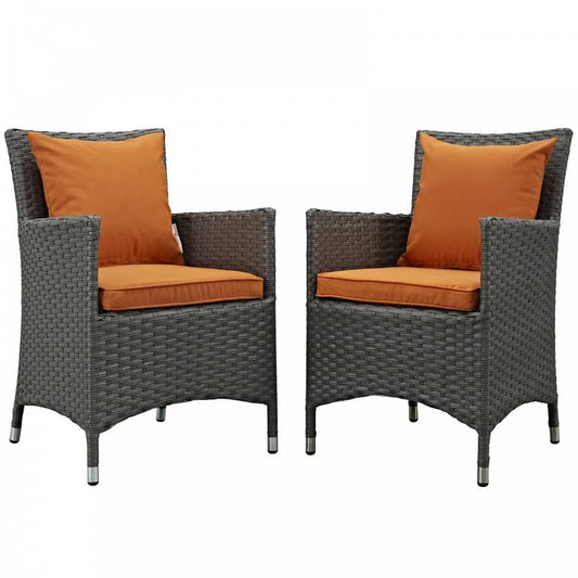 Sojourn 2 Piece Outdoor Patio Sunbrella Dining Set, Canvas Tuscan