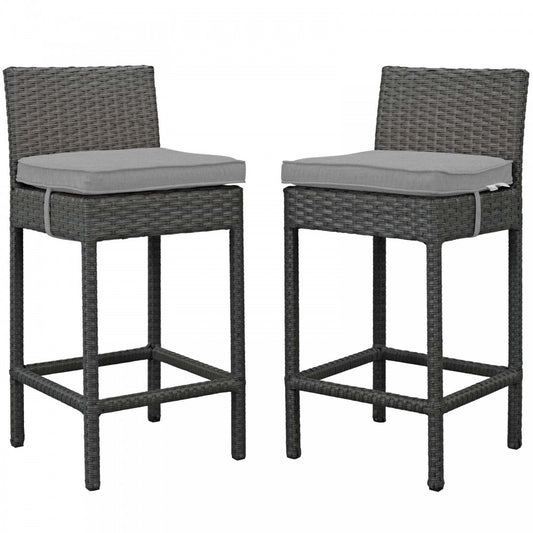 Sojourn 2 Piece Outdoor Patio Sunbrella Pub Set, Canvas Gray