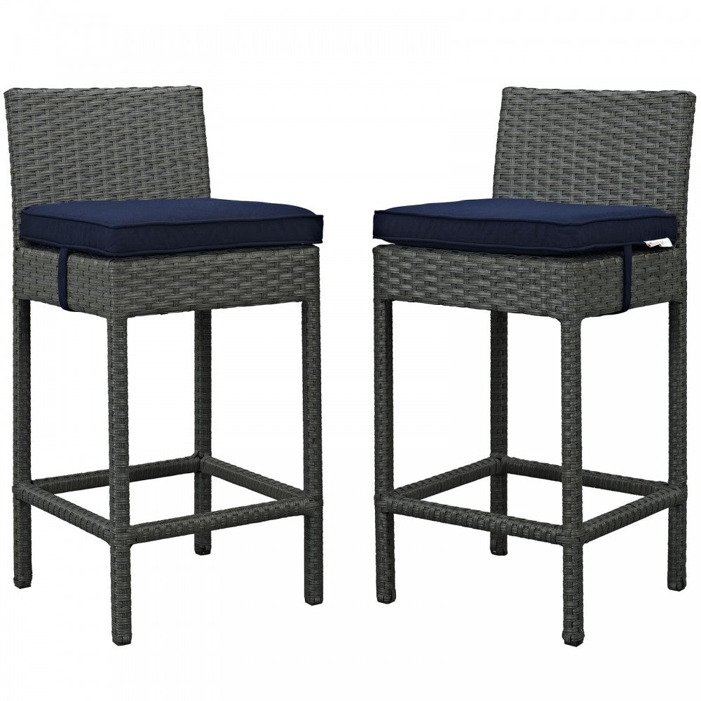 Sojourn 2 Piece Outdoor Patio Sunbrella Pub Set, Canvas Navy
