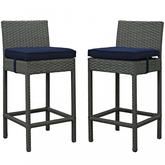 Sojourn 2 Piece Outdoor Patio Sunbrella Pub Set, Canvas Navy