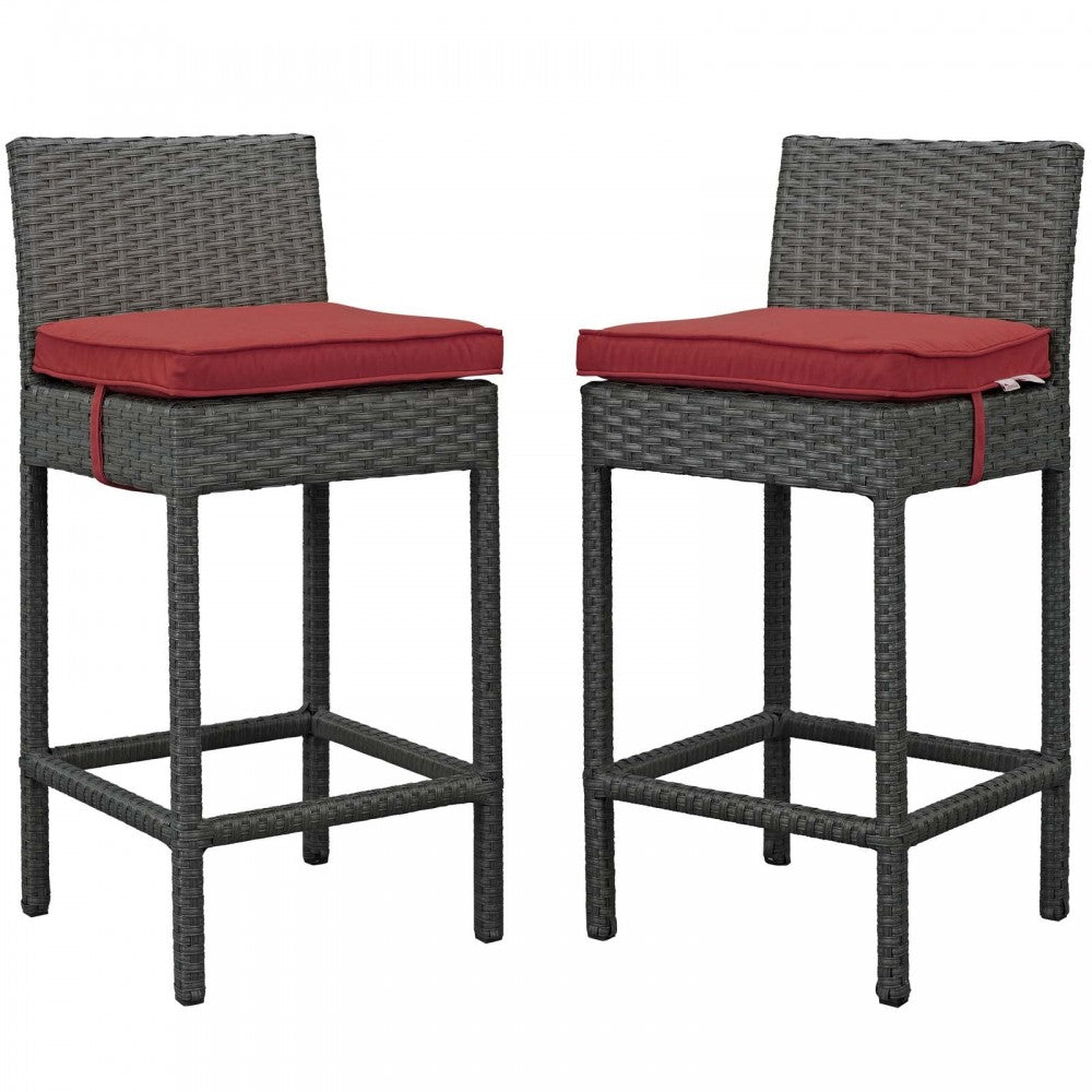 Sojourn 2 Piece Outdoor Patio Sunbrella Pub Set, Canvas Red