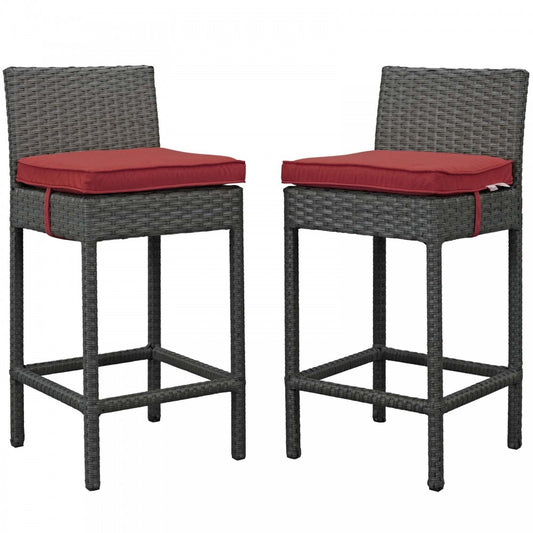 Sojourn 2 Piece Outdoor Patio Sunbrella Pub Set, Canvas Red