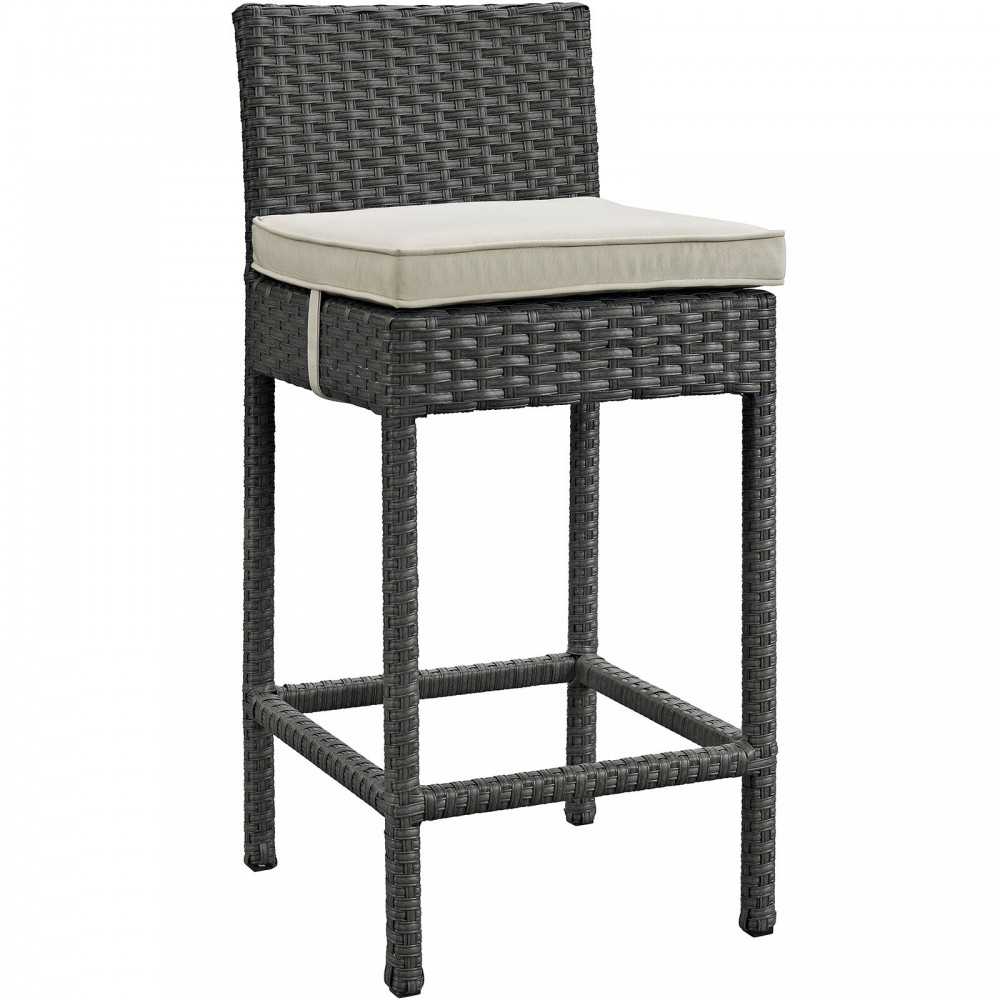 Sojourn 2 Piece Outdoor Patio Sunbrella Pub Set, Antique Canvas Beige