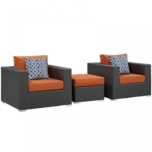 Sojourn 3 Piece Outdoor Patio Sunbrella Sectional Set, Canvas Tuscan, EEI-2386-CHC-TUS-SET