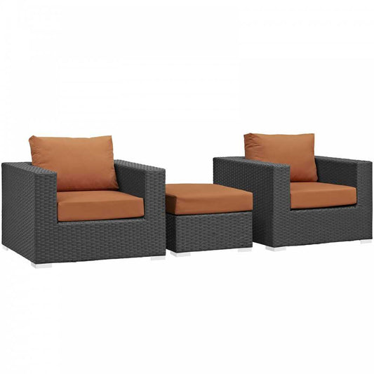 Sojourn 3 Piece Outdoor Patio Sunbrella Sectional Set, Canvas Tuscan, EEI-1891-CHC-TUS-SET