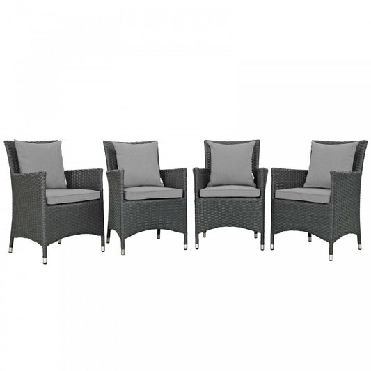 Sojourn 4 Piece Outdoor Patio Sunbrella Dining Set, Canvas Gray
