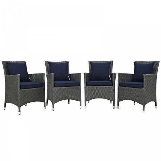 Sojourn 4 Piece Outdoor Patio Sunbrella Dining Set, Canvas Navy