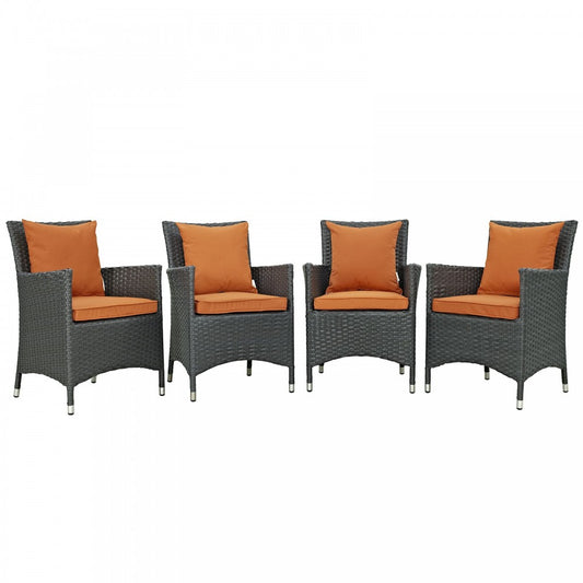 Sojourn 4 Piece Outdoor Patio Sunbrella Dining Set, Canvas Tuscan