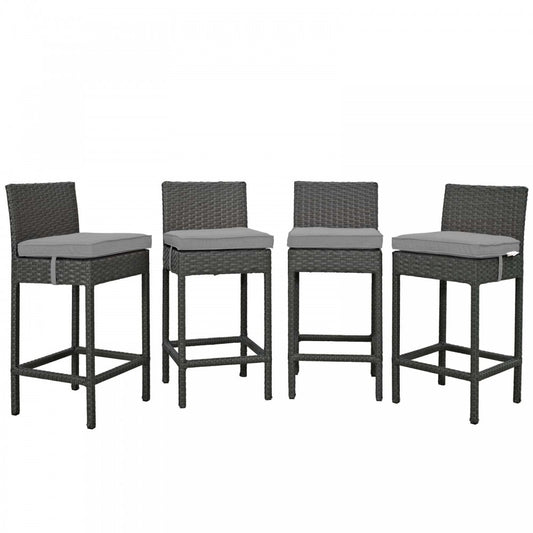 Sojourn 4 Piece Outdoor Patio Sunbrella Pub Set, Canvas Gray