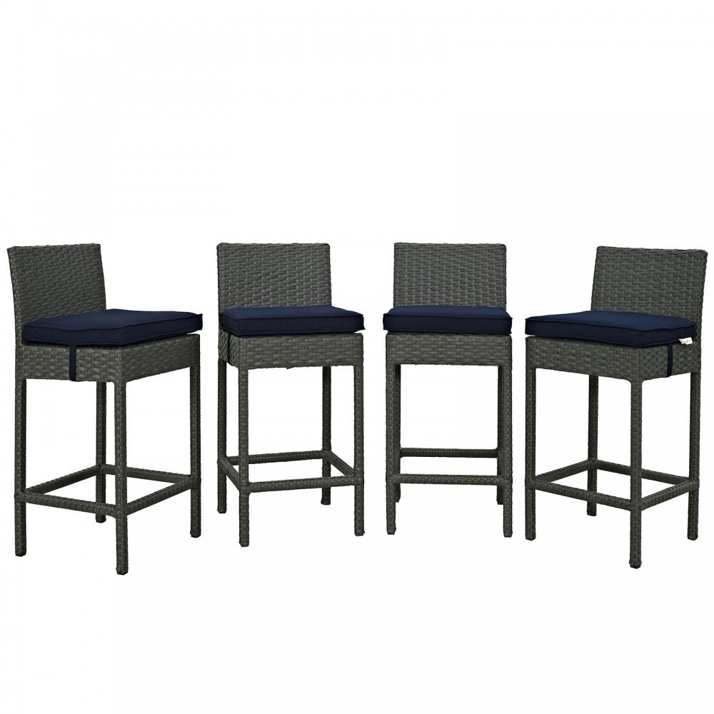 Sojourn 4 Piece Outdoor Patio Sunbrella Pub Set, Canvas Navy