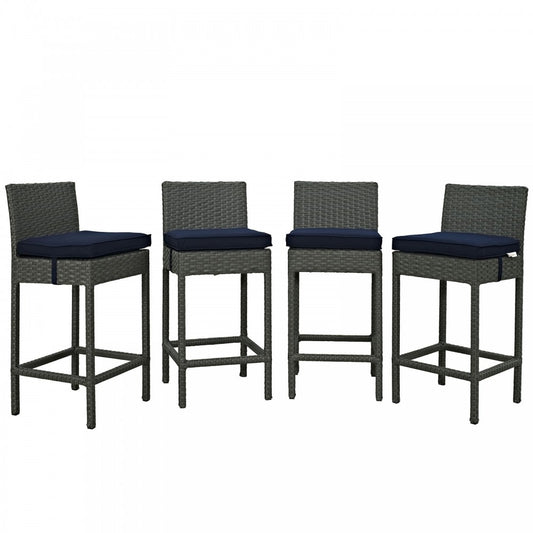 Sojourn 4 Piece Outdoor Patio Sunbrella Pub Set, Canvas Navy