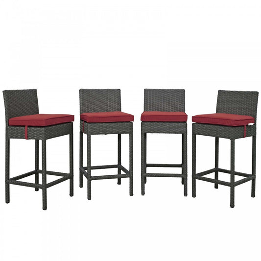 Sojourn 4 Piece Outdoor Patio Sunbrella Pub Set, Canvas Red